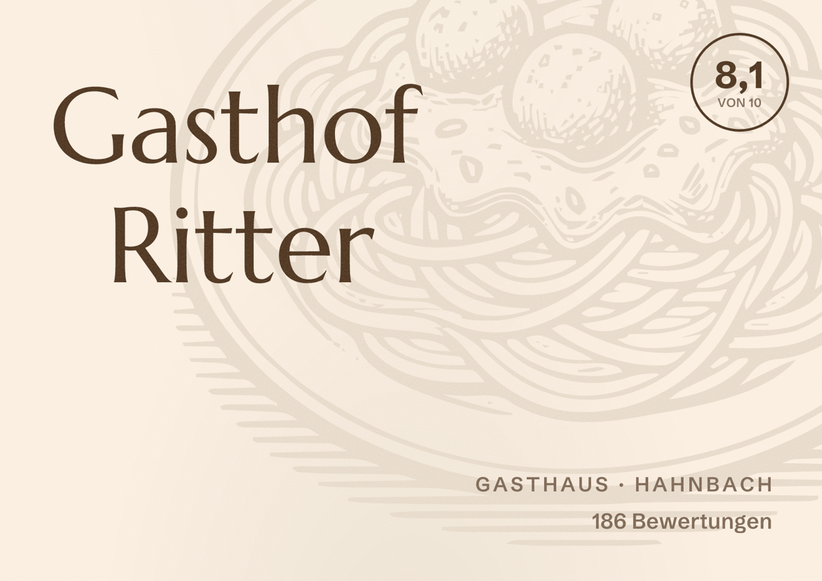 Illustriertes Poster von Gasthof Ritter, Gasthaus in Hahnbach: Bewertung 8,1 von 10 aus 186 Bewertungen