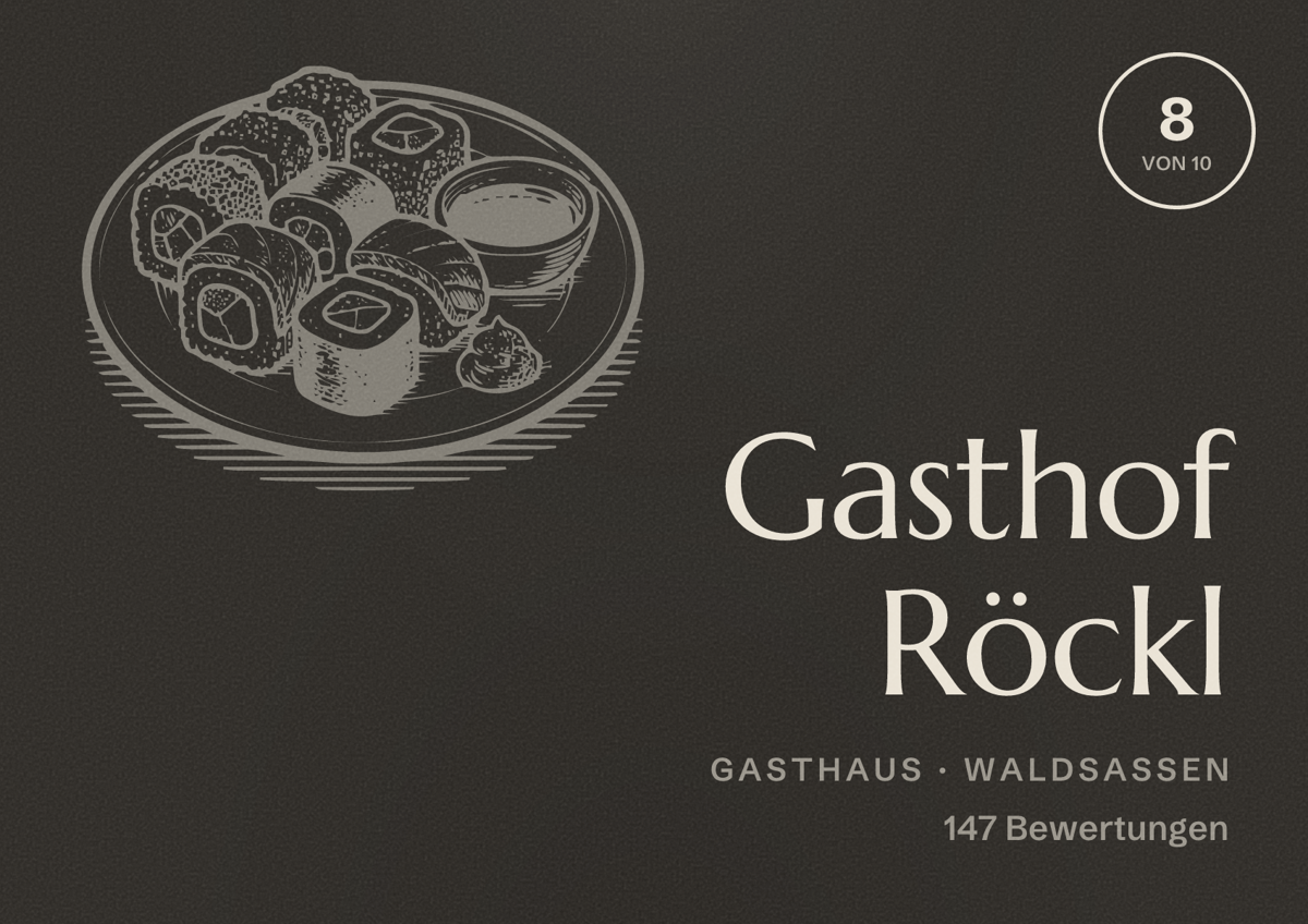 Illustriertes Poster von Gasthof Röckl, Gasthaus in Waldsassen: Bewertung 8 von 10 aus 147 Bewertungen