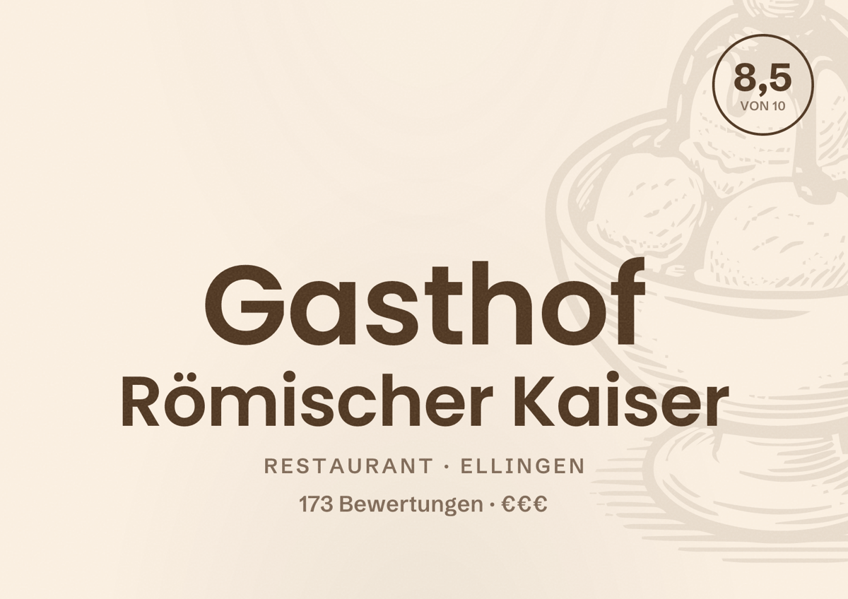 Illustriertes Poster von Gasthof Römischer Kaiser, Restaurant in Ellingen: Bewertung 8,5 von 10 aus 173 Bewertungen, Preisniveau €€€