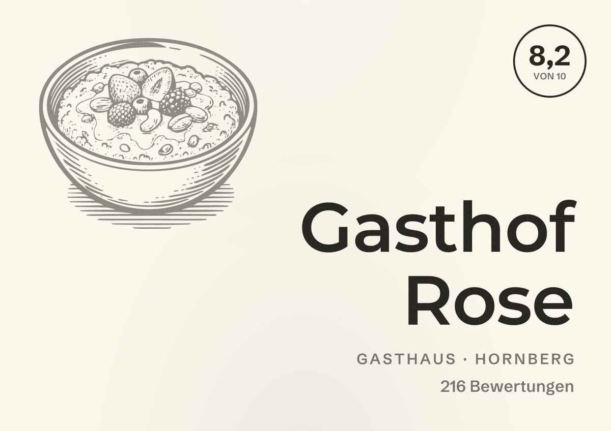 Illustriertes Poster von Gasthof Rose, Gasthaus in Hornberg: Bewertung 8,2 von 10 aus 216 Bewertungen
