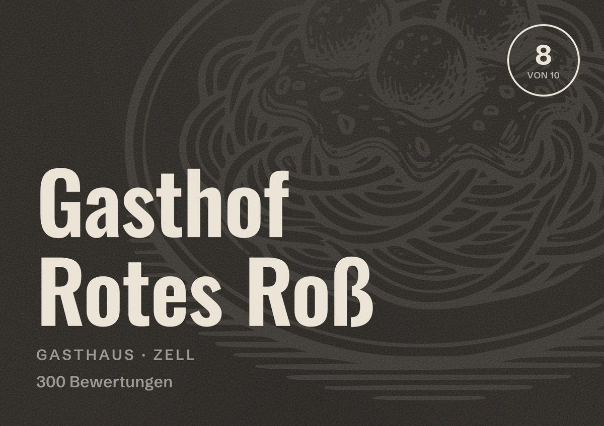 Illustriertes Poster von Gasthof Rotes Roß, Gasthaus in Zell: Bewertung 8 von 10 aus 300 Bewertungen