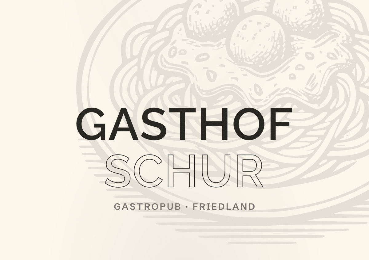 Illustriertes Poster von Gasthof Schur, Gastropub in Friedland