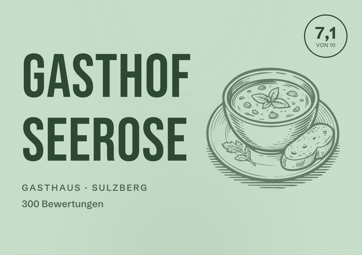 Illustriertes Poster von Gasthof Seerose, Gasthaus in Sulzberg: Bewertung 7,1 von 10 aus 300 Bewertungen