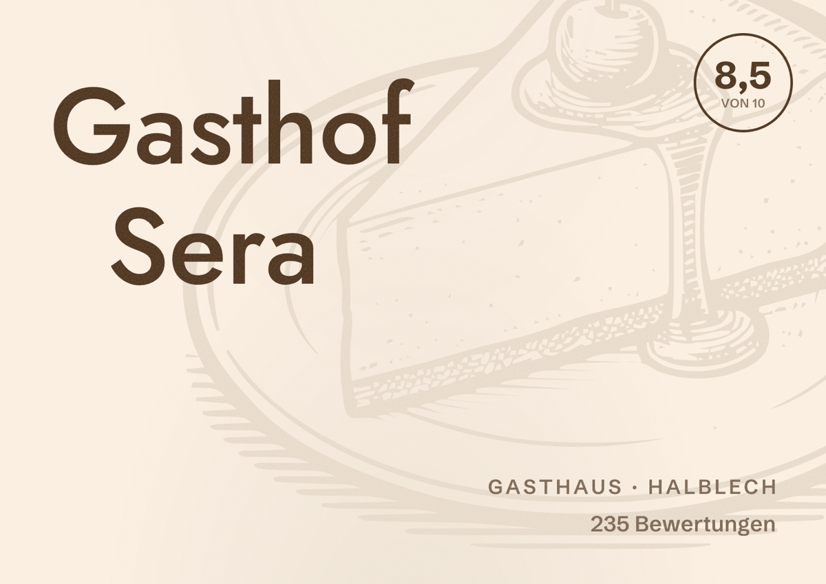Illustriertes Poster von Gasthof Sera, Gasthaus in Halblech: Bewertung 8,5 von 10 aus 235 Bewertungen