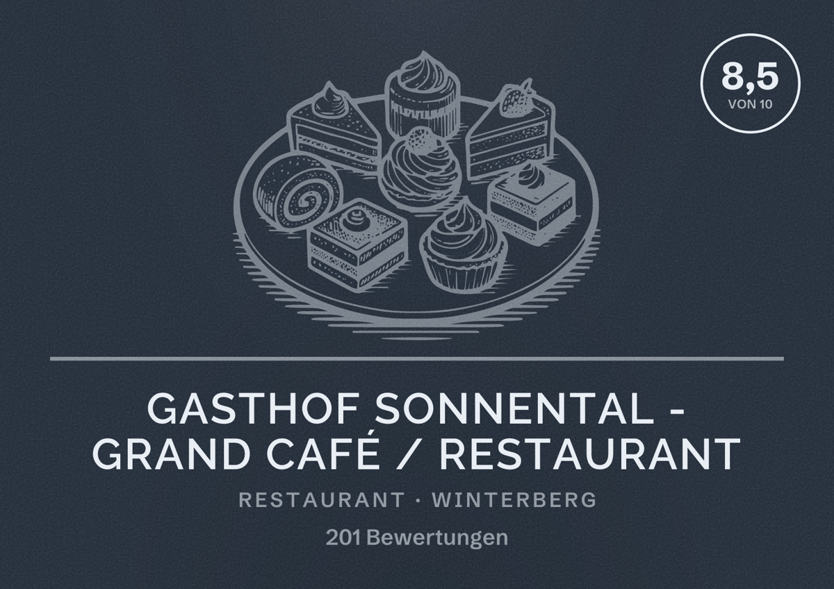 Illustriertes Poster von Gasthof Sonnental - Grand café / Restaurant, Restaurant in Winterberg: Bewertung 8,5 von 10 aus 201 Bewertungen
