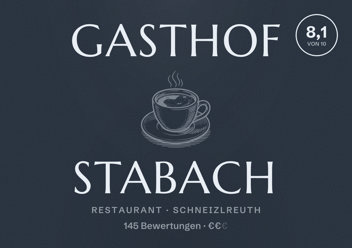 Illustriertes Poster von Gasthof Stabach, Restaurant in Schneizlreuth: Bewertung 8,1 von 10 aus 145 Bewertungen, Preisniveau €€