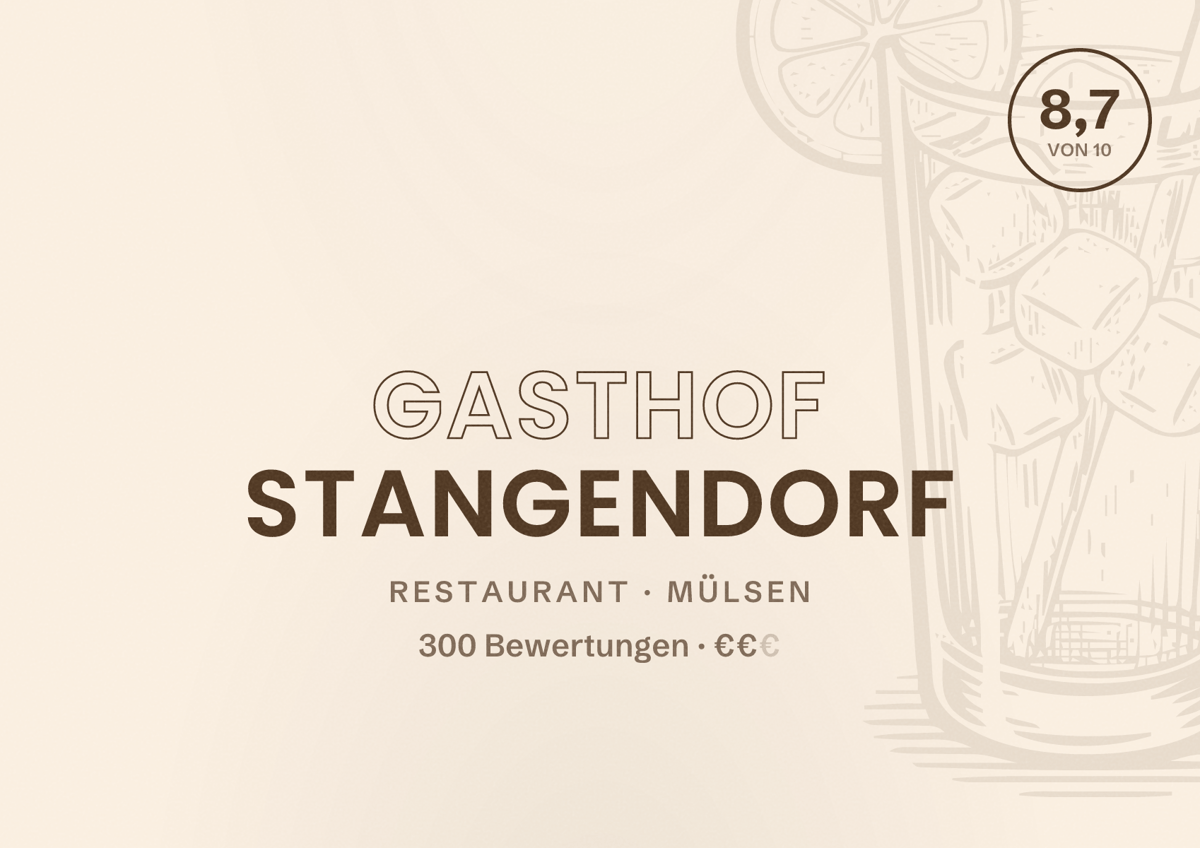 Illustriertes Poster von Gasthof Stangendorf, Restaurant in Mülsen: Bewertung 8,7 von 10 aus 300 Bewertungen, Preisniveau €€