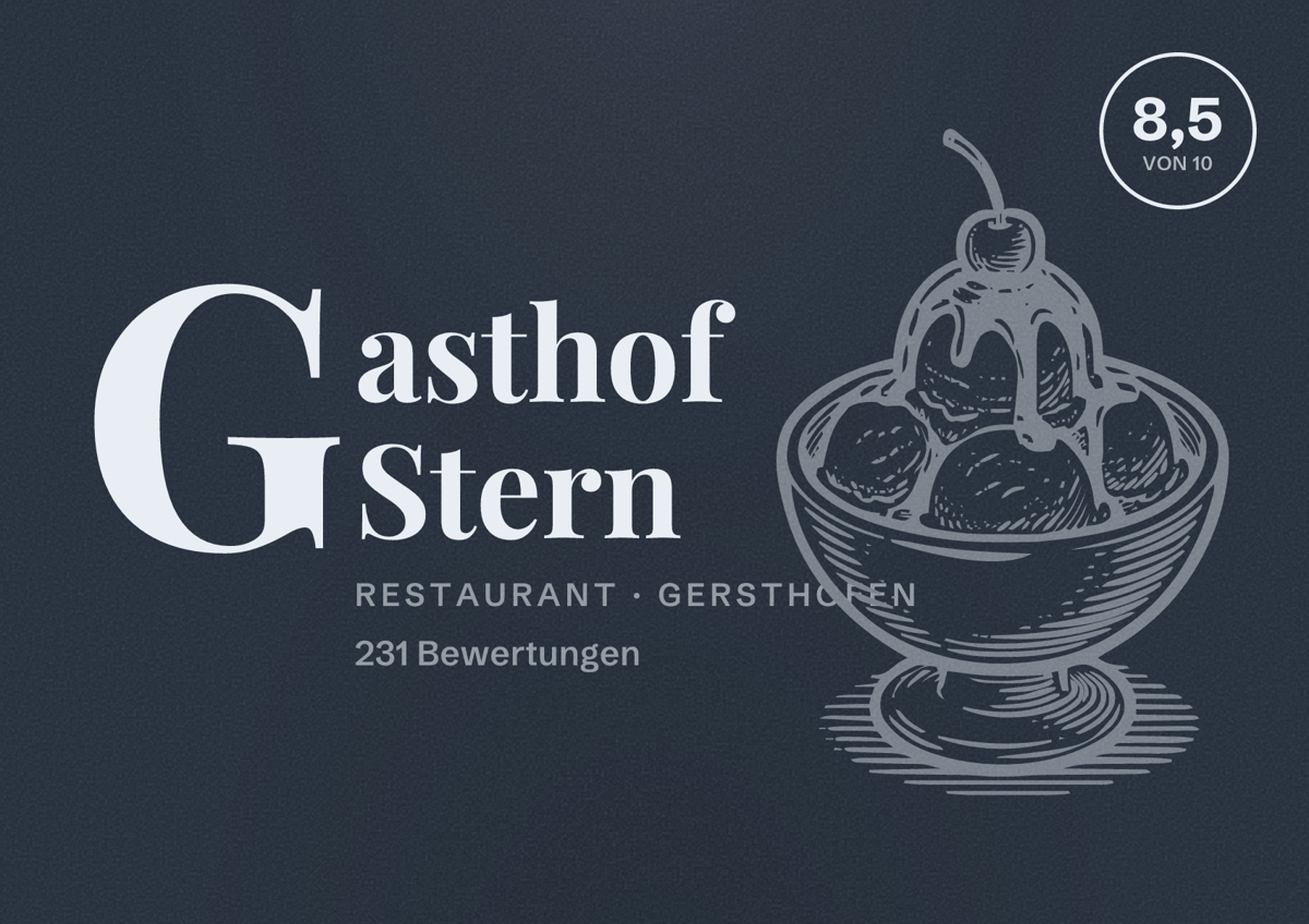 Illustriertes Poster von Gasthof Stern, Restaurant in Gersthofen: Bewertung 8,5 von 10 aus 231 Bewertungen