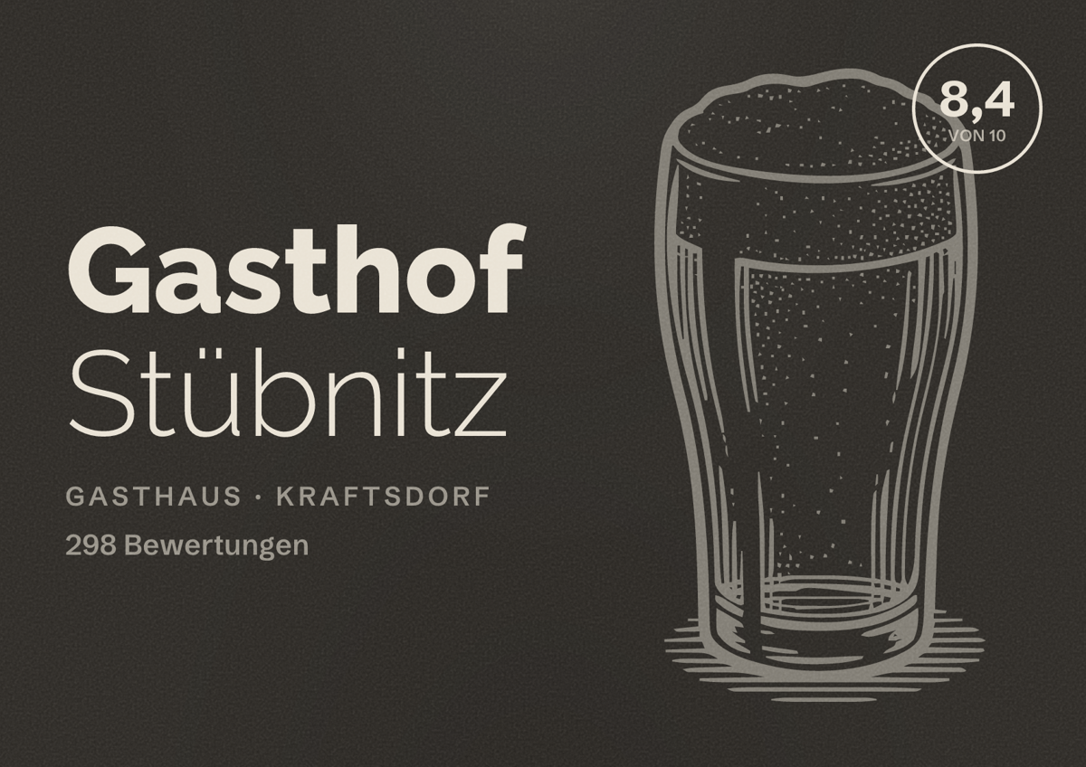 Illustriertes Poster von Gasthof Stübnitz, Gasthaus in Kraftsdorf: Bewertung 8,4 von 10 aus 298 Bewertungen