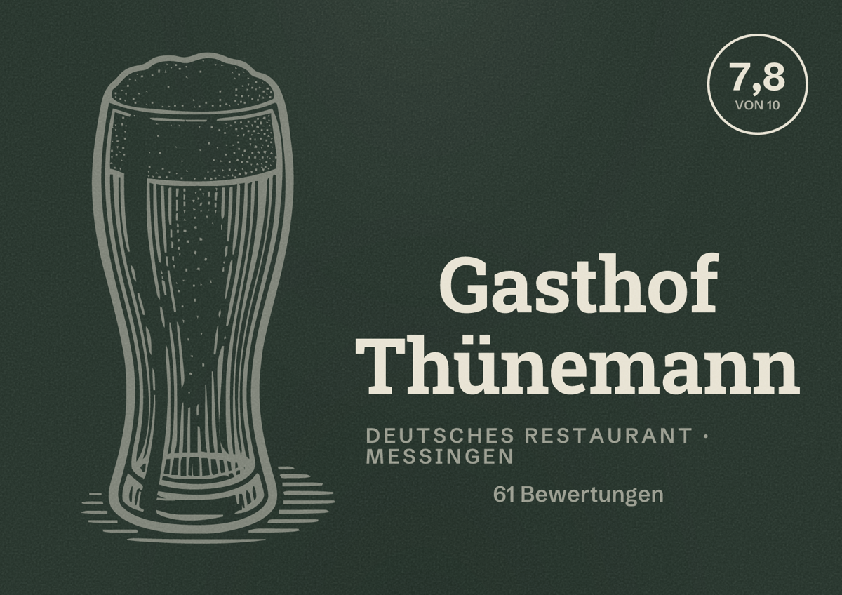 Illustriertes Poster von Gasthof Thünemann, Deutsches Restaurant in Messingen: Bewertung 7,8 von 10 aus 61 Bewertungen