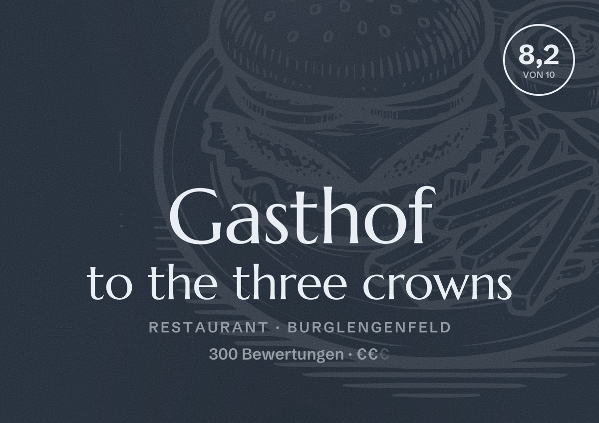 Illustriertes Poster von Gasthof to the three crowns, Restaurant in Burglengenfeld: Bewertung 8,2 von 10 aus 300 Bewertungen, Preisniveau €€