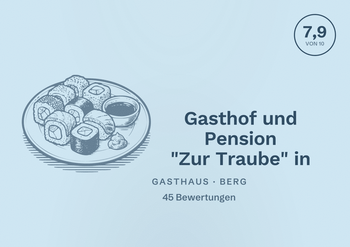 Illustriertes Poster von Gasthof und Pension "Zur Traube" in, Gasthaus in Berg: Bewertung 7,9 von 10 aus 45 Bewertungen