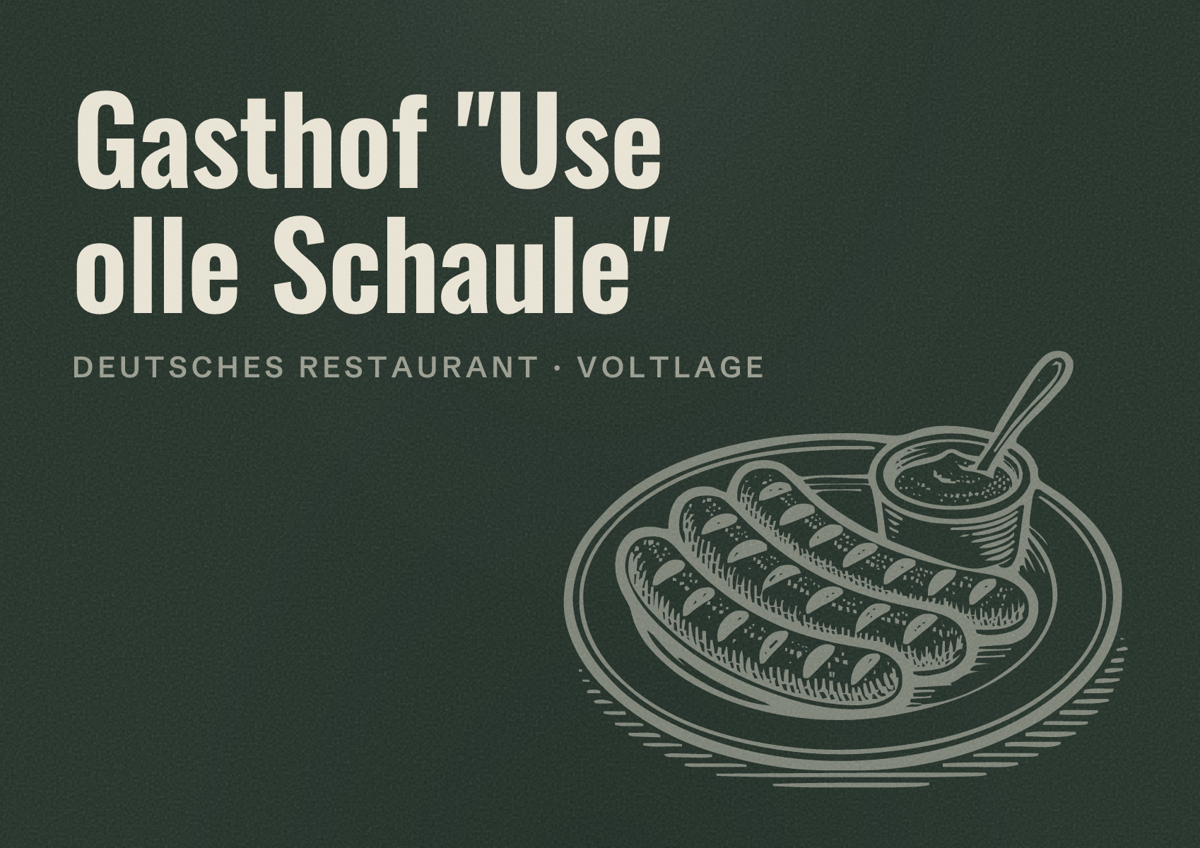 Illustriertes Poster von Gasthof "Use olle Schaule", Deutsches Restaurant in Voltlage