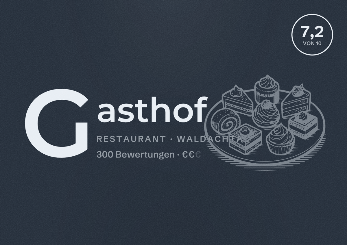 Illustriertes Poster von Gasthof, Restaurant in Waldachtal: Bewertung 7,2 von 10 aus 300 Bewertungen, Preisniveau €€
