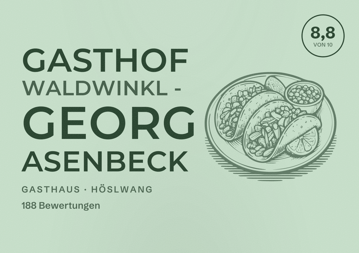 Illustriertes Poster von Gasthof Waldwinkl - Georg Asenbeck, Gasthaus in Höslwang: Bewertung 8,8 von 10 aus 188 Bewertungen