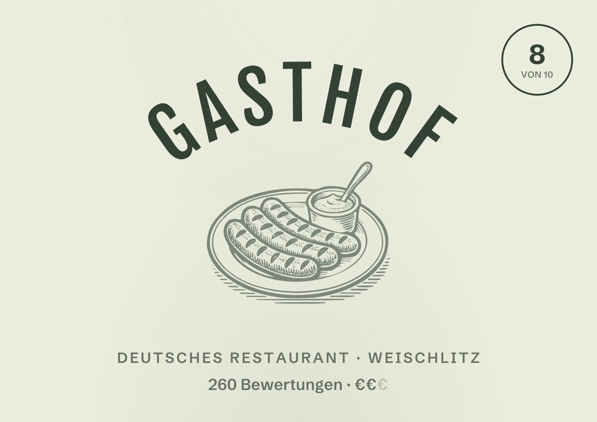 Illustriertes Poster von Gasthof, Deutsches Restaurant in Weischlitz: Bewertung 8 von 10 aus 260 Bewertungen, Preisniveau €€