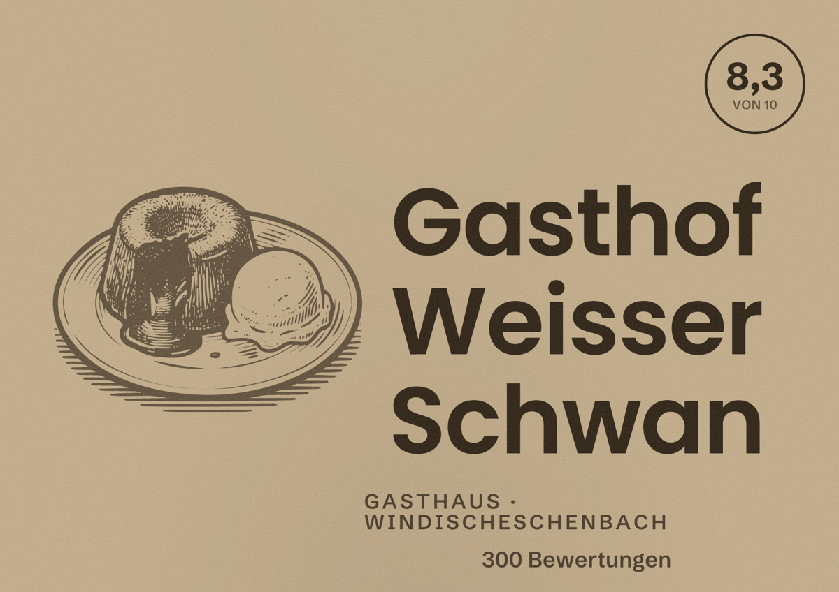 Illustriertes Poster von Gasthof Weisser Schwan, Gasthaus in Windischeschenbach: Bewertung 8,3 von 10 aus 300 Bewertungen