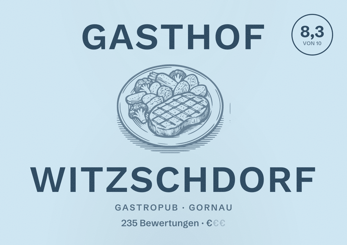 Illustriertes Poster von Gasthof Witzschdorf, Gastropub in Gornau: Bewertung 8,3 von 10 aus 235 Bewertungen, Preisniveau €
