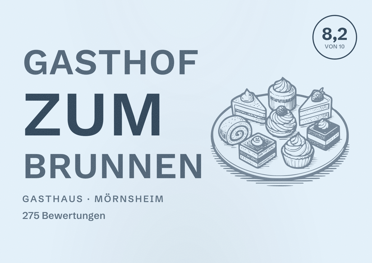 Illustriertes Poster von Gasthof Zum Brunnen, Gasthaus in Mörnsheim: Bewertung 8,2 von 10 aus 275 Bewertungen