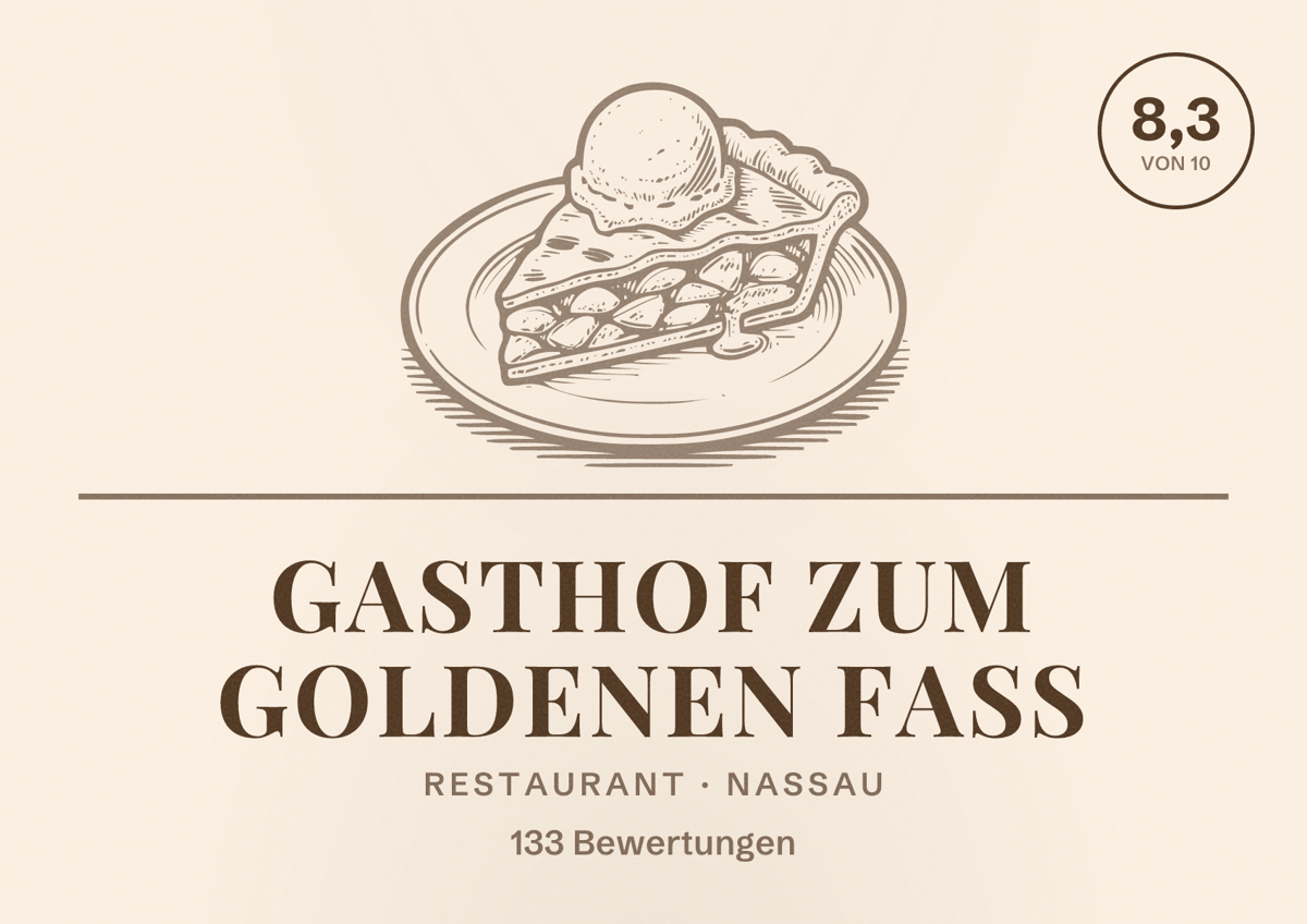 Illustriertes Poster von Gasthof Zum Goldenen Fass, Restaurant in Nassau: Bewertung 8,3 von 10 aus 133 Bewertungen