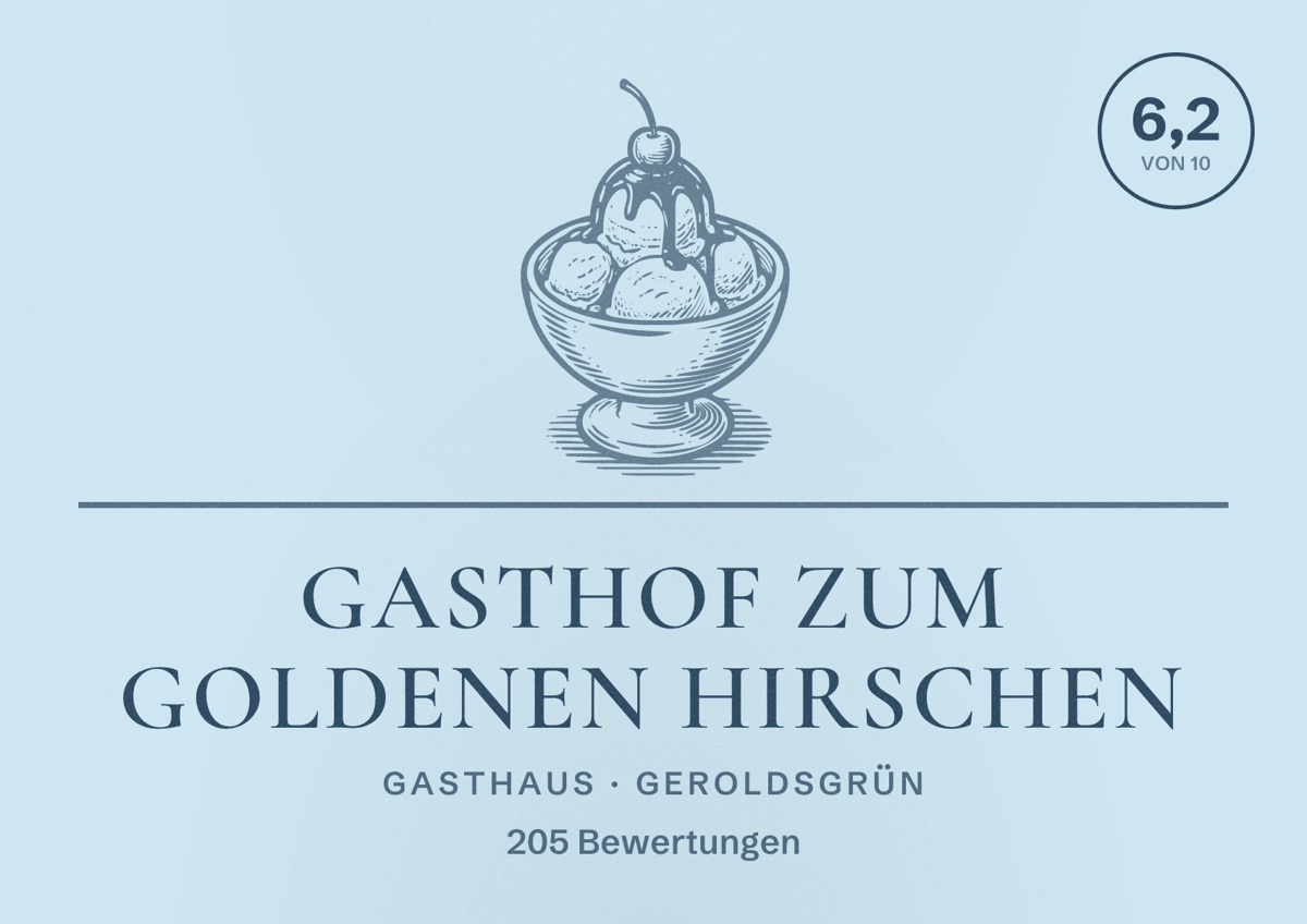 Illustriertes Poster von Gasthof zum Goldenen Hirschen, Gasthaus in Geroldsgrün: Bewertung 6,2 von 10 aus 205 Bewertungen