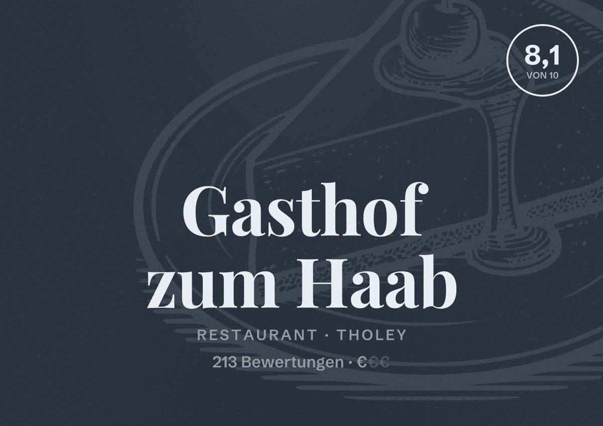 Illustriertes Poster von Gasthof zum Haab, Restaurant in Tholey: Bewertung 8,1 von 10 aus 213 Bewertungen, Preisniveau €