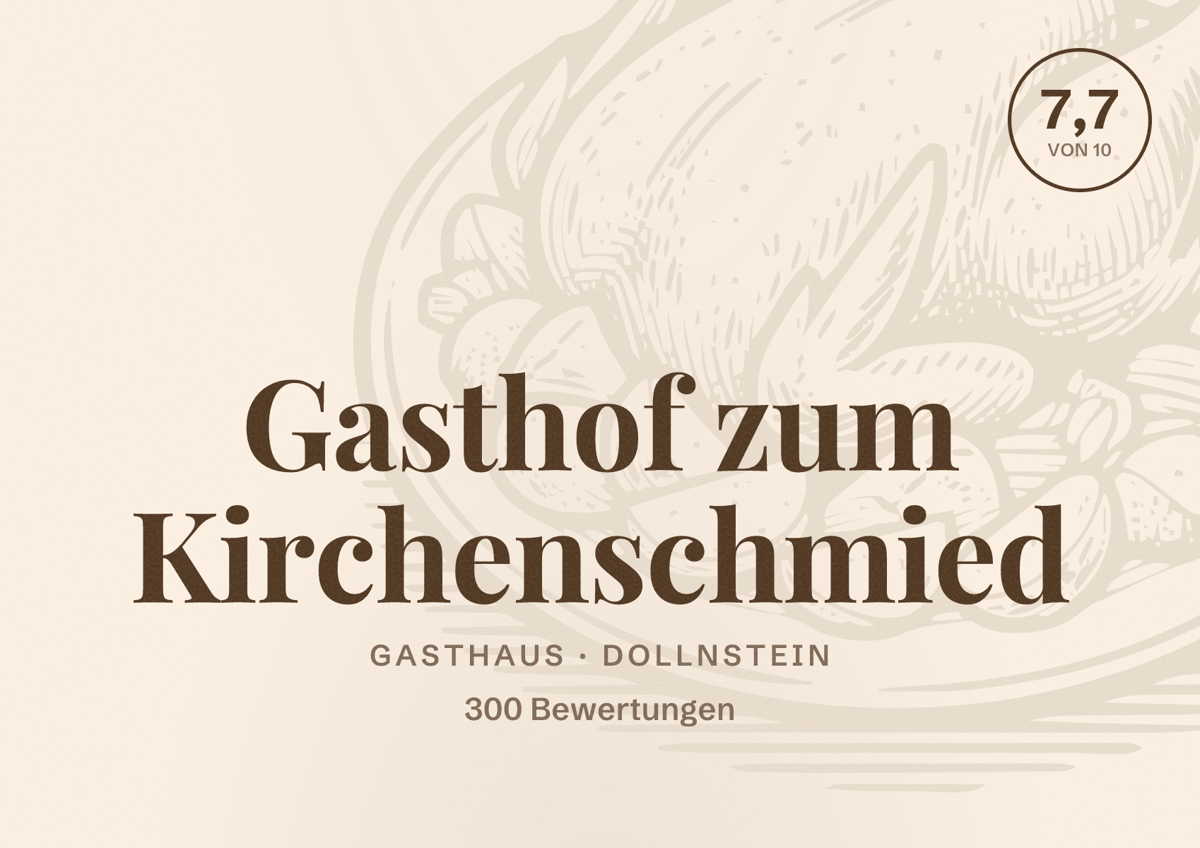 Illustriertes Poster von Gasthof zum Kirchenschmied, Gasthaus in Dollnstein: Bewertung 7,7 von 10 aus 300 Bewertungen
