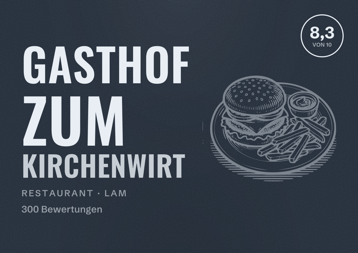 Illustriertes Poster von Gasthof zum Kirchenwirt, Restaurant in Lam: Bewertung 8,3 von 10 aus 300 Bewertungen
