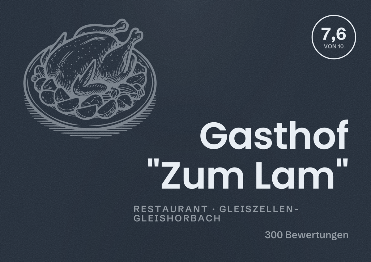 Illustriertes Poster von Gasthof "Zum Lam", Restaurant in Gleiszellen-Gleishorbach: Bewertung 7,6 von 10 aus 300 Bewertungen