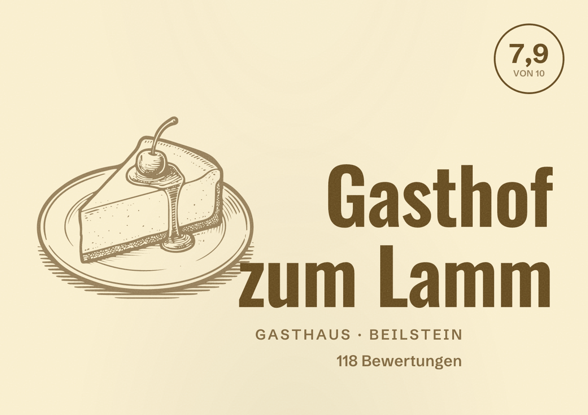 Illustriertes Poster von Gasthof zum Lamm, Gasthaus in Beilstein: Bewertung 7,9 von 10 aus 118 Bewertungen