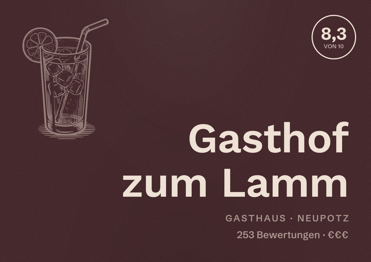 Illustriertes Poster von Gasthof zum Lamm, Gasthaus in Neupotz: Bewertung 8,3 von 10 aus 253 Bewertungen, Preisniveau €€€