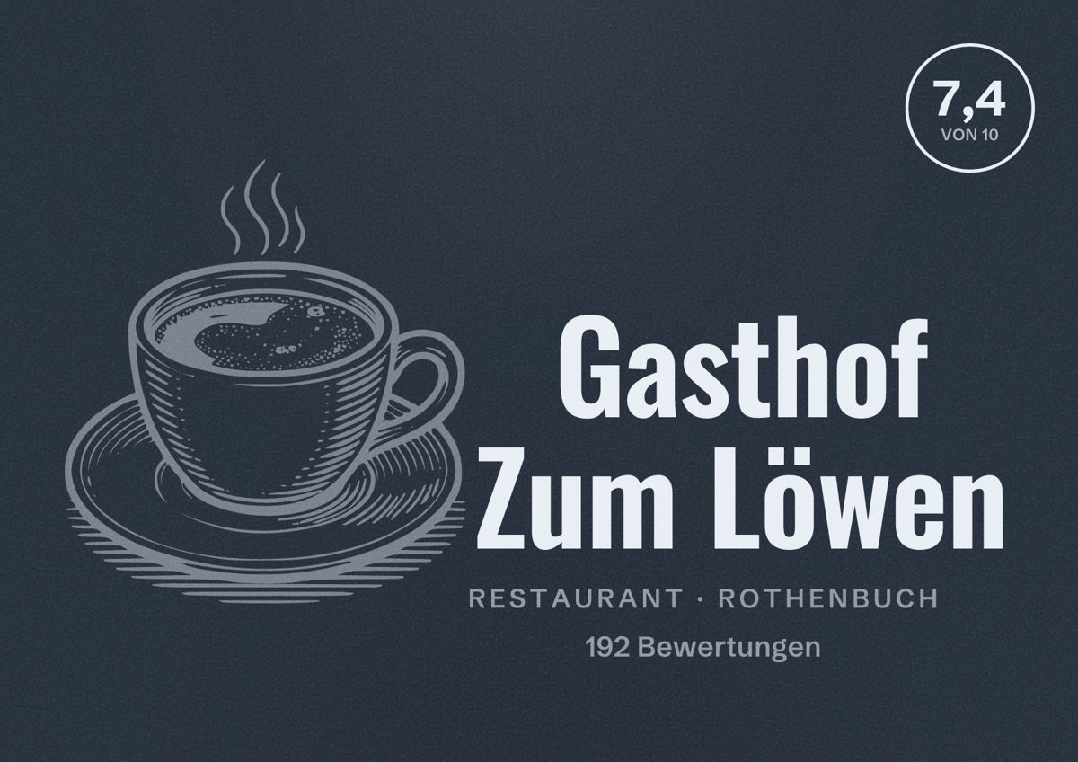 Illustriertes Poster von Gasthof Zum Löwen, Restaurant in Rothenbuch: Bewertung 7,4 von 10 aus 192 Bewertungen