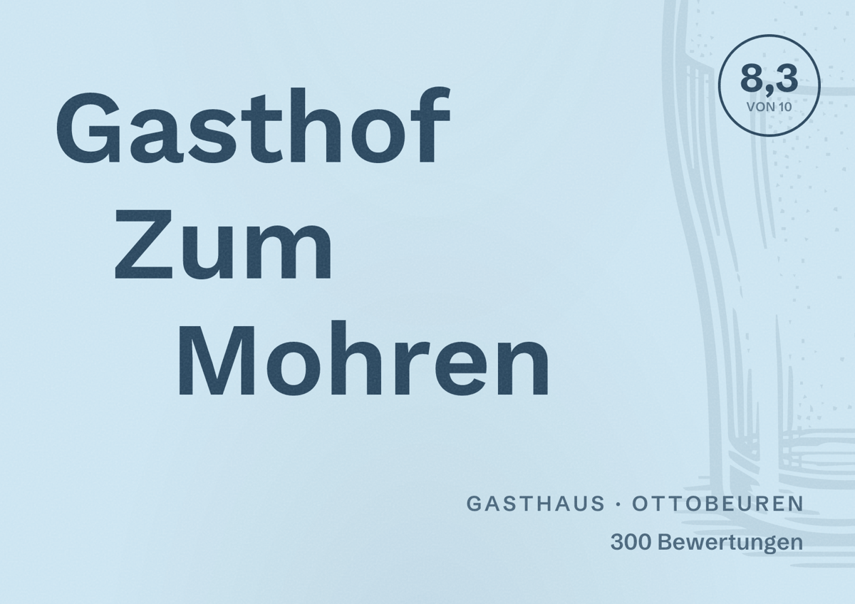 Illustriertes Poster von Gasthof Zum Mohren, Gasthaus in Ottobeuren: Bewertung 8,3 von 10 aus 300 Bewertungen