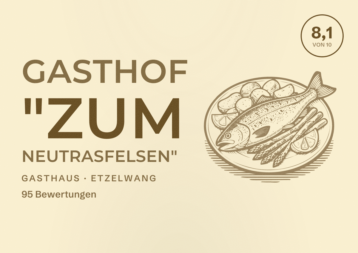 Illustriertes Poster von Gasthof "Zum Neutrasfelsen", Gasthaus in Etzelwang: Bewertung 8,1 von 10 aus 95 Bewertungen