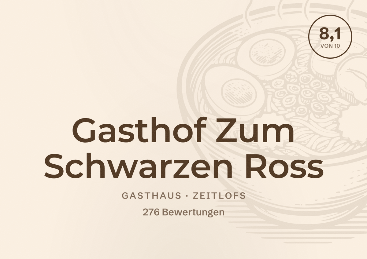 Illustriertes Poster von Gasthof Zum Schwarzen Ross, Gasthaus in Zeitlofs: Bewertung 8,1 von 10 aus 276 Bewertungen