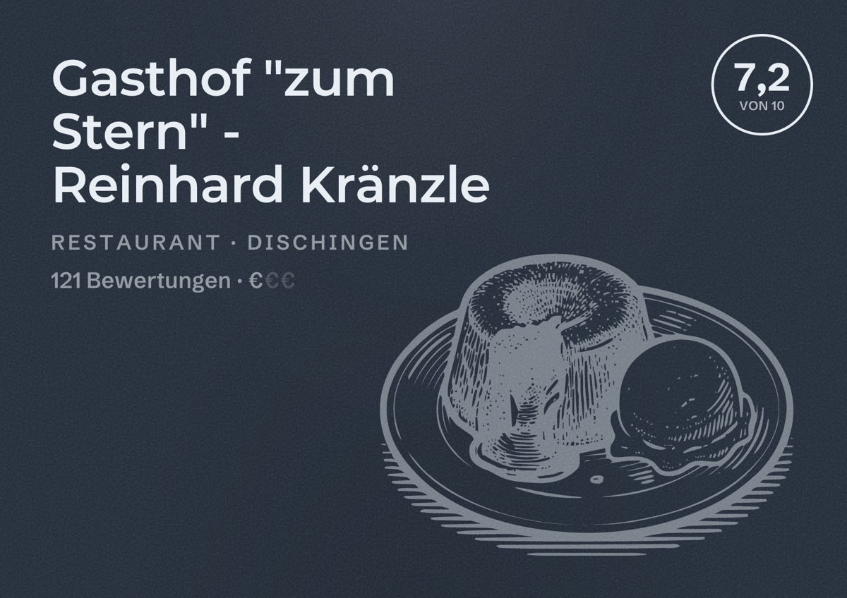 Illustriertes Poster von Gasthof "zum Stern" - Reinhard Kränzle, Restaurant in Dischingen: Bewertung 7,2 von 10 aus 121 Bewertungen, Preisniveau €