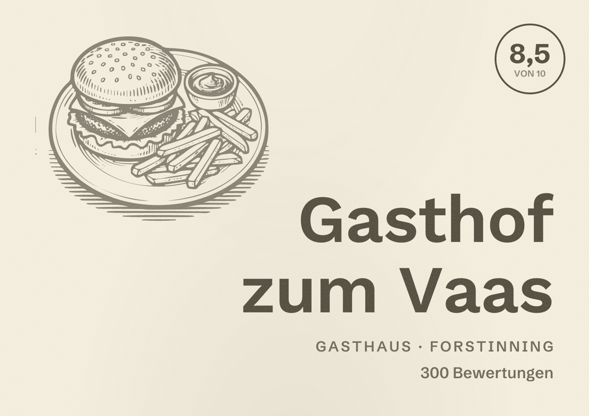 Illustriertes Poster von Gasthof zum Vaas, Gasthaus in Forstinning: Bewertung 8,5 von 10 aus 300 Bewertungen