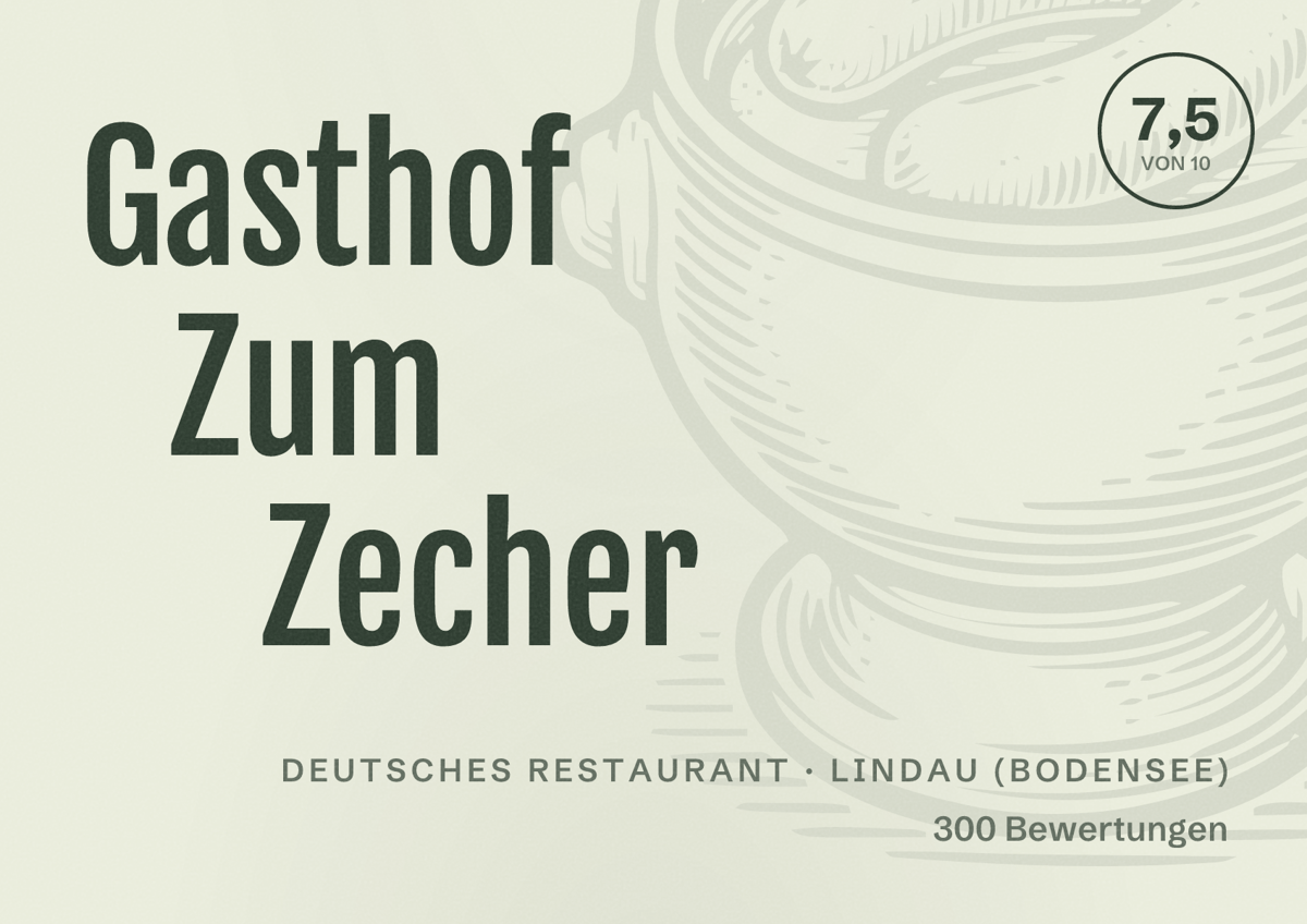 Illustriertes Poster von Gasthof Zum Zecher, Deutsches Restaurant in Lindau (Bodensee): Bewertung 7,5 von 10 aus 300 Bewertungen