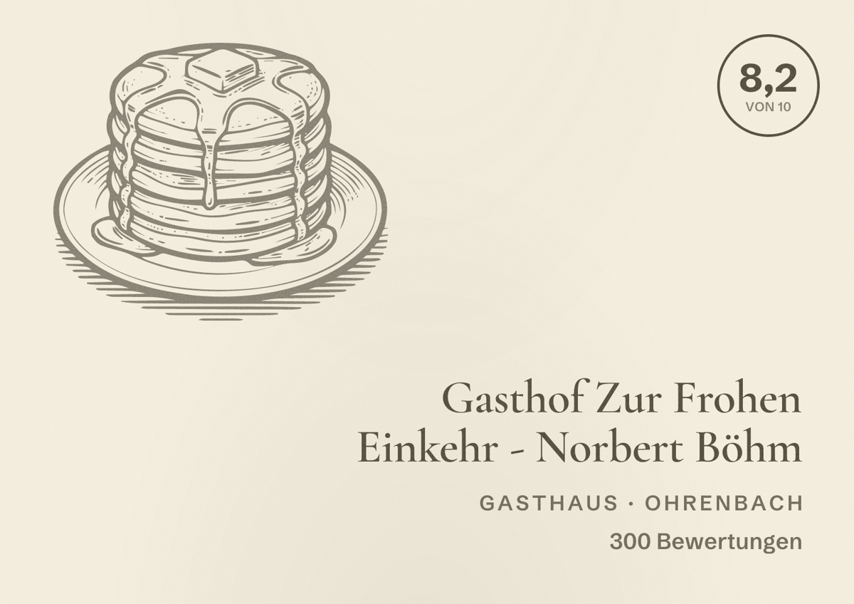 Illustriertes Poster von Gasthof Zur Frohen Einkehr - Norbert Böhm, Gasthaus in Ohrenbach: Bewertung 8,2 von 10 aus 300 Bewertungen
