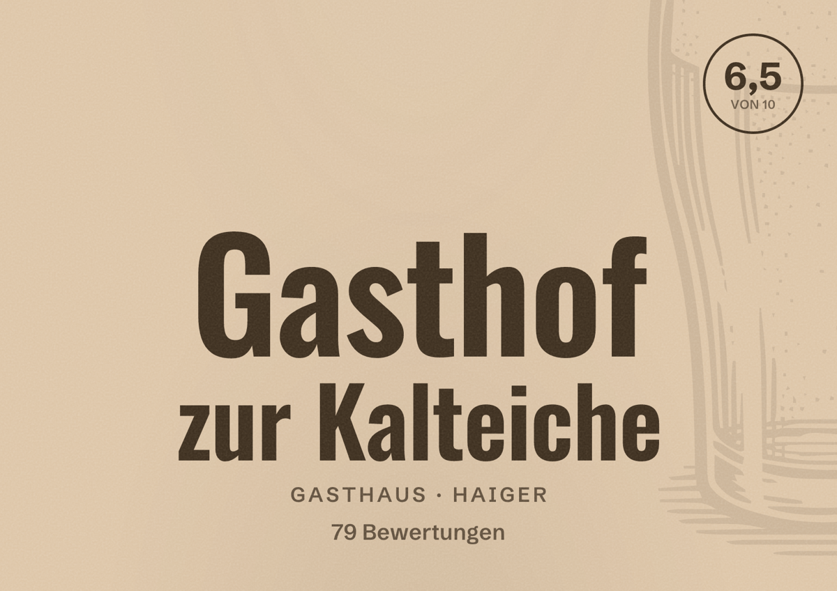 Illustriertes Poster von Gasthof zur Kalteiche, Gasthaus in Haiger: Bewertung 6,5 von 10 aus 79 Bewertungen