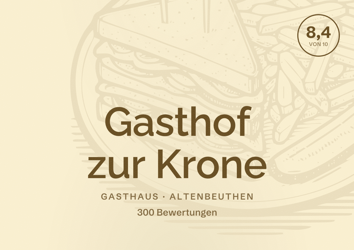 Illustriertes Poster von Gasthof zur Krone, Gasthaus in Altenbeuthen: Bewertung 8,4 von 10 aus 300 Bewertungen