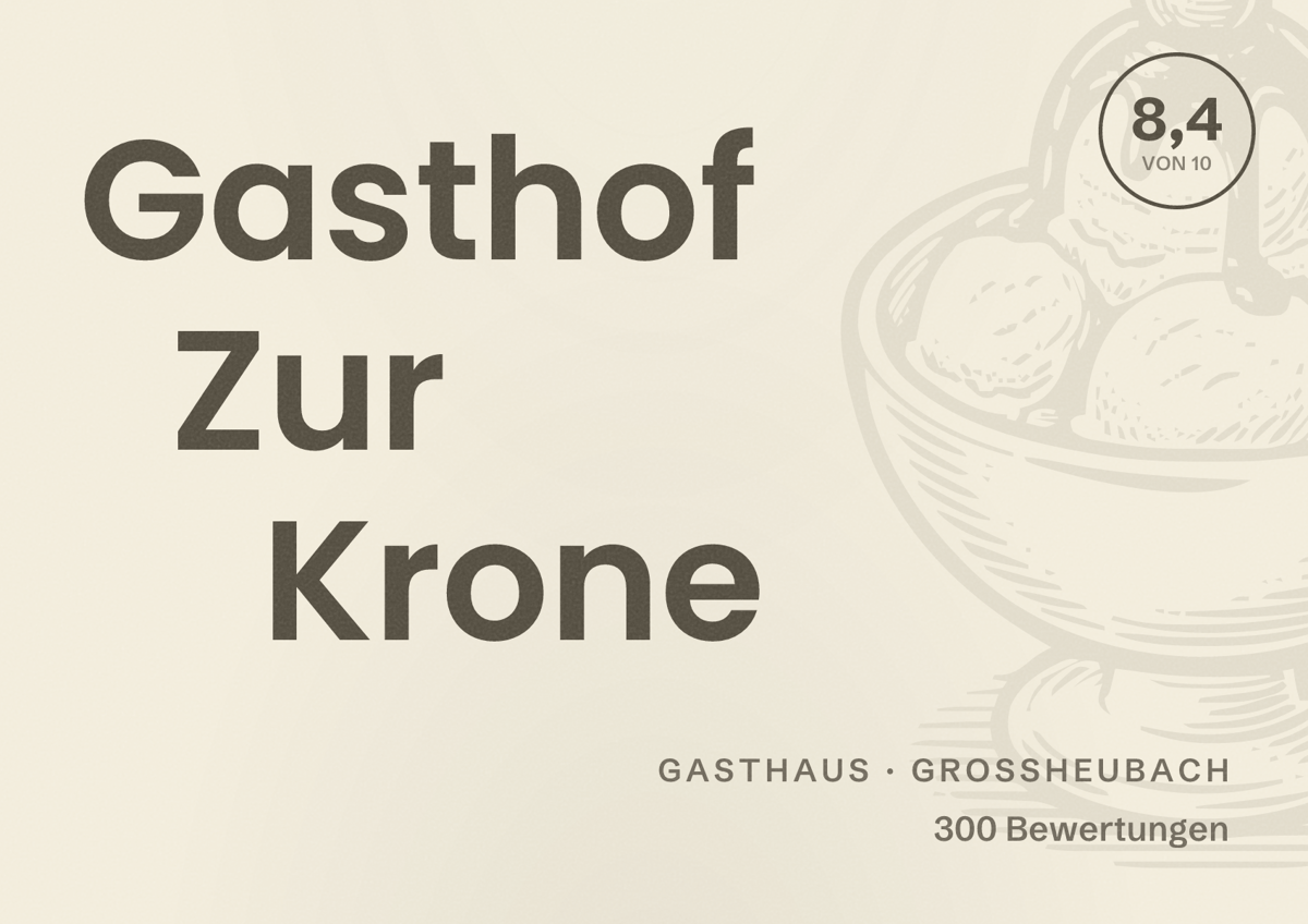 Illustriertes Poster von Gasthof Zur Krone, Gasthaus in Großheubach: Bewertung 8,4 von 10 aus 300 Bewertungen