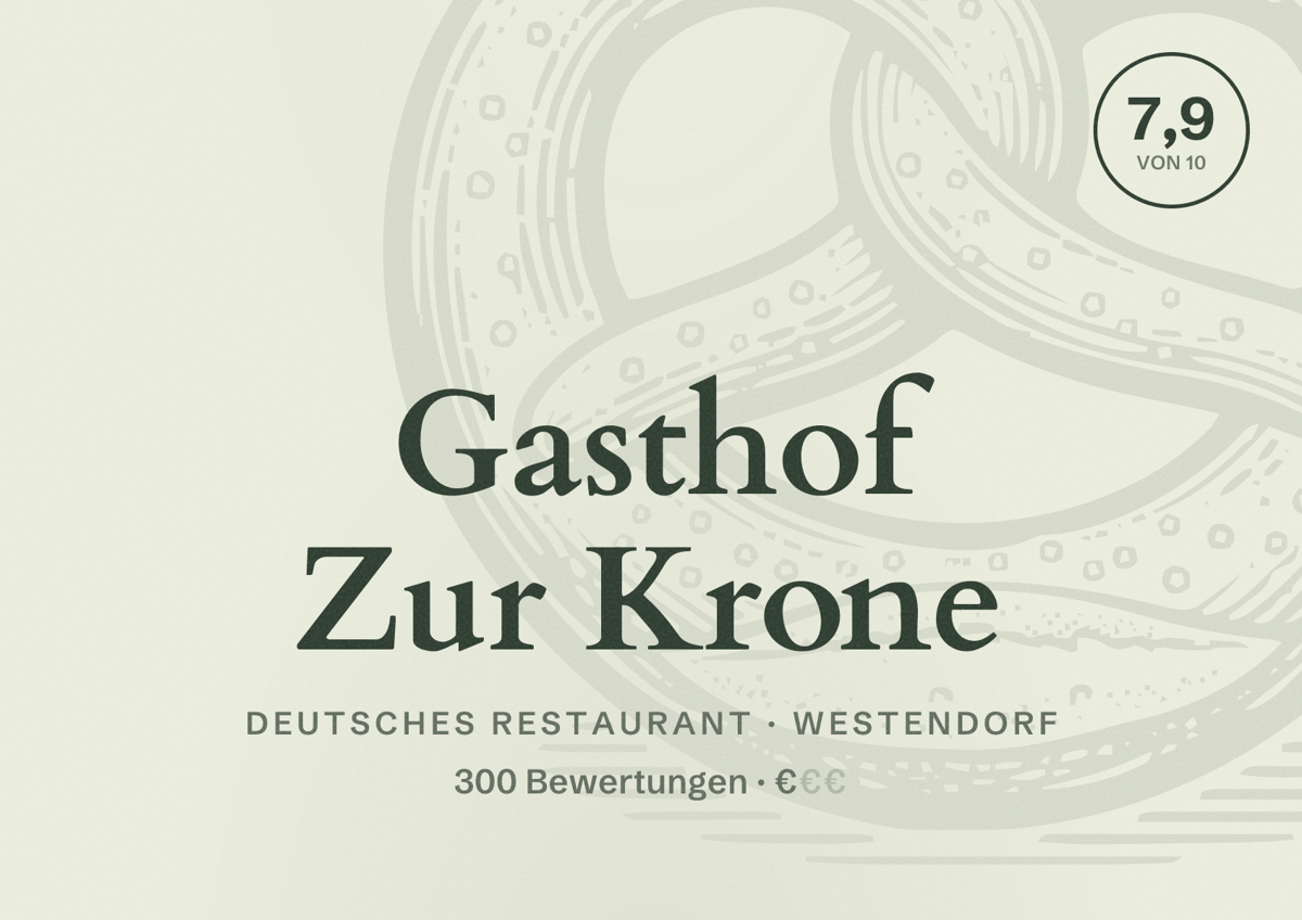 Illustriertes Poster von Gasthof Zur Krone, Deutsches Restaurant in Westendorf: Bewertung 7,9 von 10 aus 300 Bewertungen, Preisniveau €