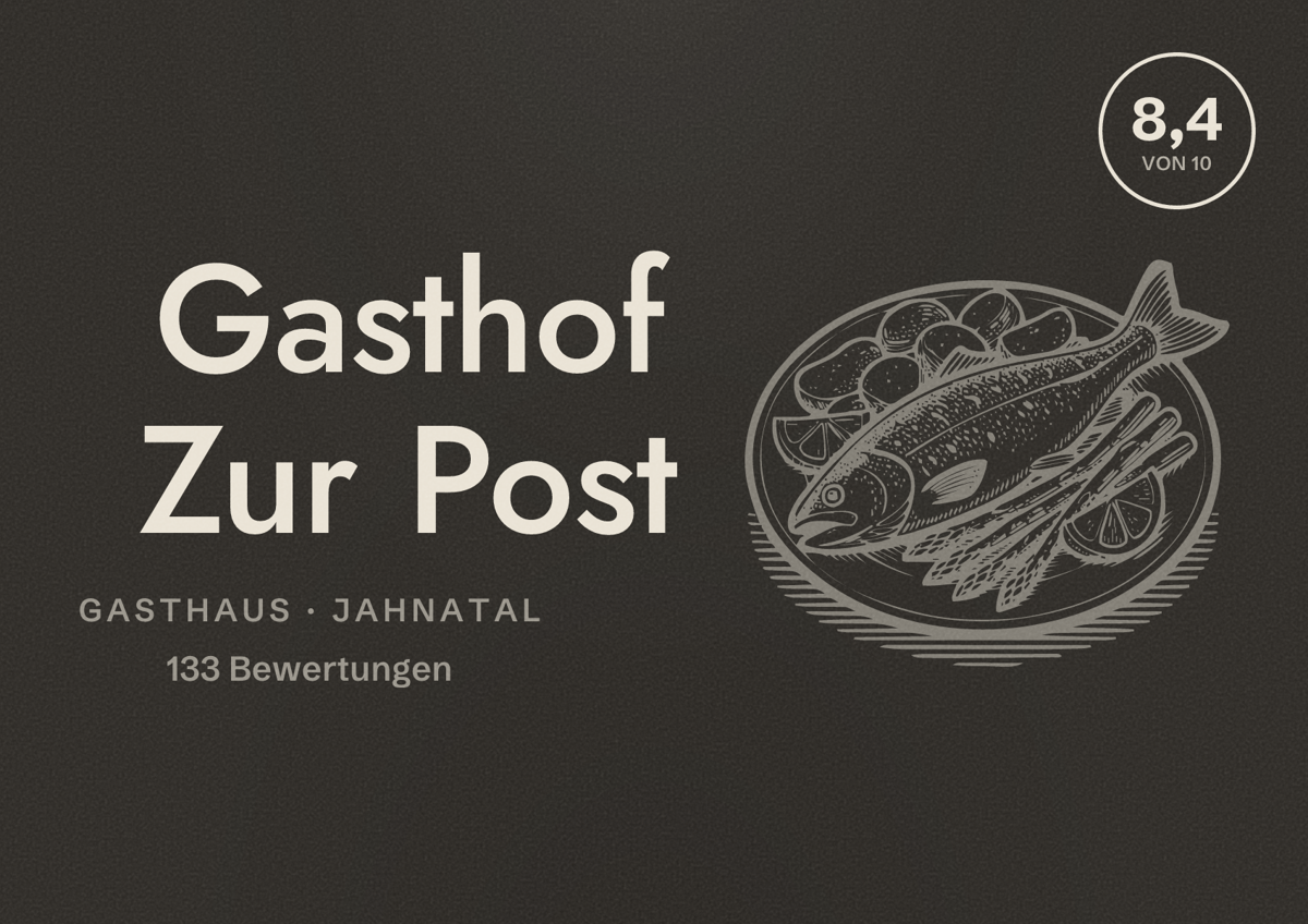 Illustriertes Poster von Gasthof Zur Post, Gasthaus in Jahnatal: Bewertung 8,4 von 10 aus 133 Bewertungen
