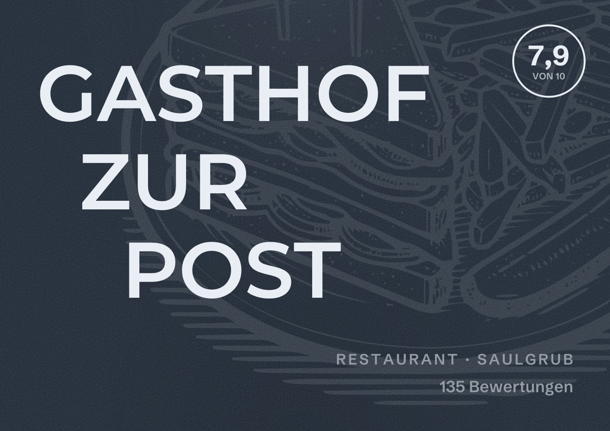 Illustriertes Poster von GASTHOF ZUR POST, Restaurant in Saulgrub: Bewertung 7,9 von 10 aus 135 Bewertungen
