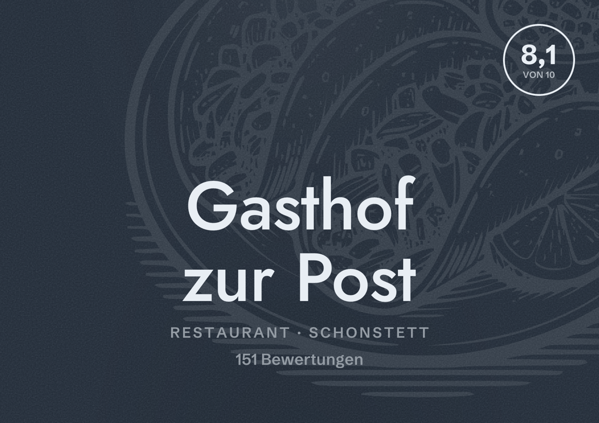 Illustriertes Poster von Gasthof zur Post, Restaurant in Schonstett: Bewertung 8,1 von 10 aus 151 Bewertungen
