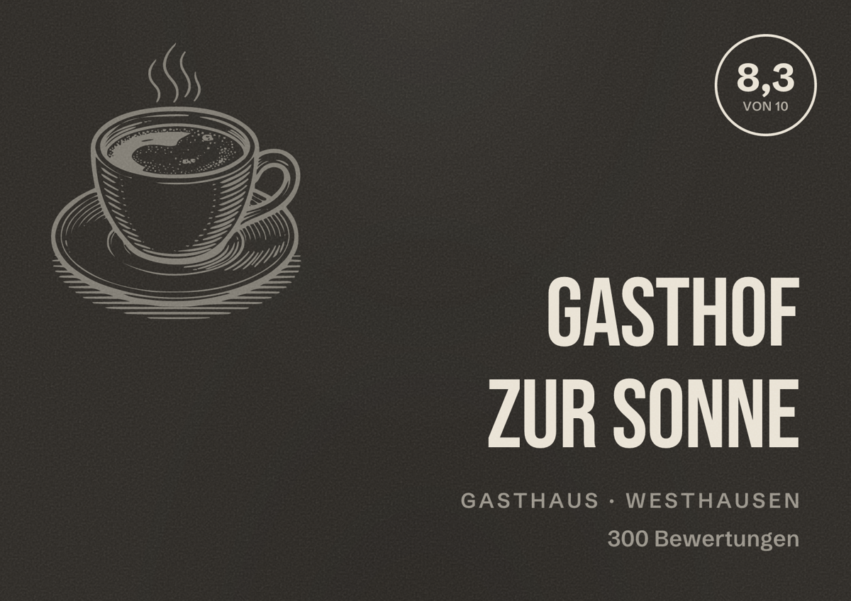 Illustriertes Poster von Gasthof zur Sonne, Gasthaus in Westhausen: Bewertung 8,3 von 10 aus 300 Bewertungen