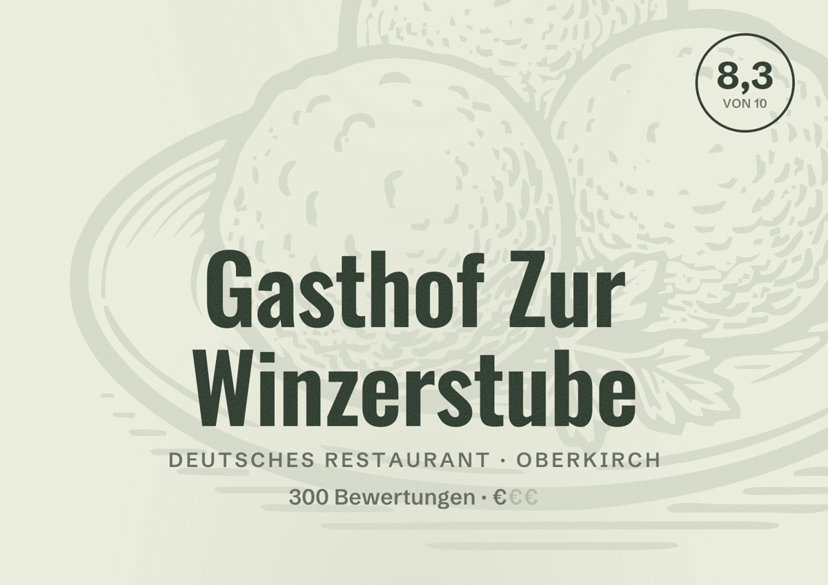 Illustriertes Poster von Gasthof Zur Winzerstube, Deutsches Restaurant in Oberkirch: Bewertung 8,3 von 10 aus 300 Bewertungen, Preisniveau €