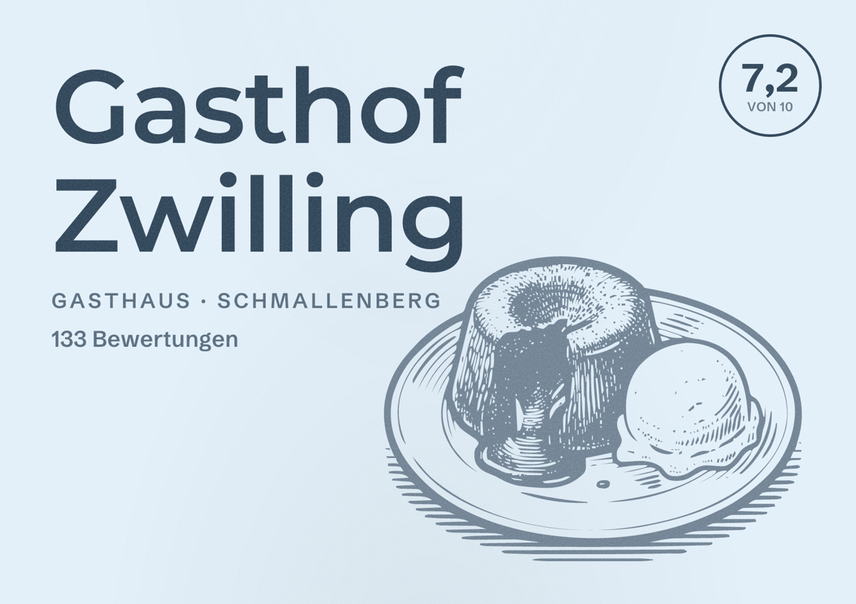 Illustriertes Poster von Gasthof Zwilling, Gasthaus in Schmallenberg: Bewertung 7,2 von 10 aus 133 Bewertungen