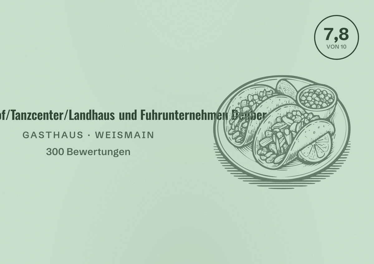 Illustriertes Poster von Gasthof/Tanzcenter/Landhaus und Fuhrunternehmen Deuber, Gasthaus in Weismain: Bewertung 7,8 von 10 aus 300 Bewertungen